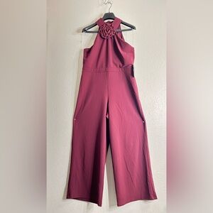 Elegant Burgundy Halter Jumpsuit